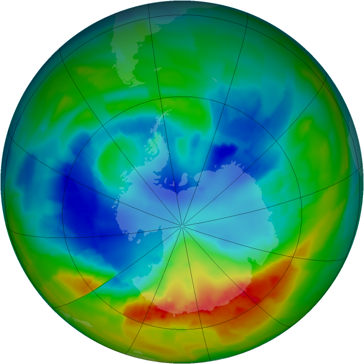 Antarctic ozone map for 20 August 2012